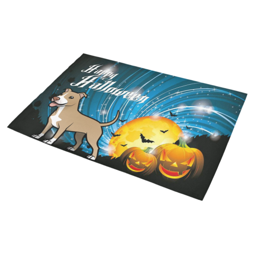 Happy Halloween American Pitbull Terrier Azalea Doormat 30" x 18" (Sponge Material)