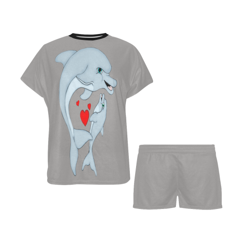 Dolphin Love Ash Women's Short Pajama Set