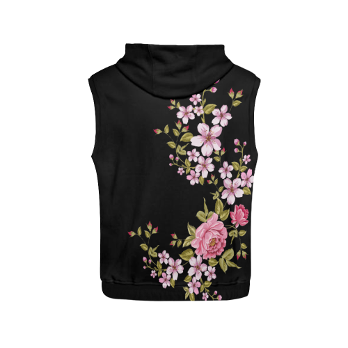 Pure Nature - Summer Of Pink Roses 1 All Over Print Sleeveless Hoodie for Women (Model H15)