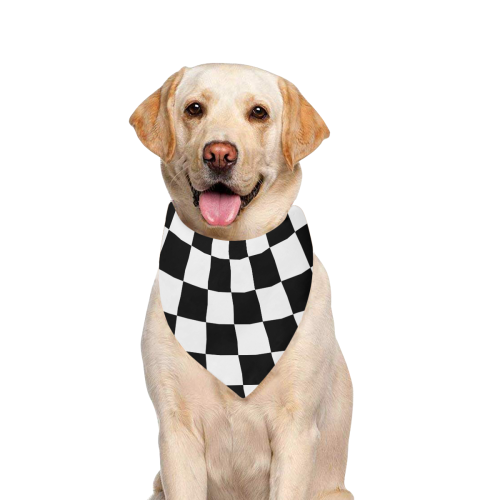 Black White Checkers Pet Dog Bandana/Large Size