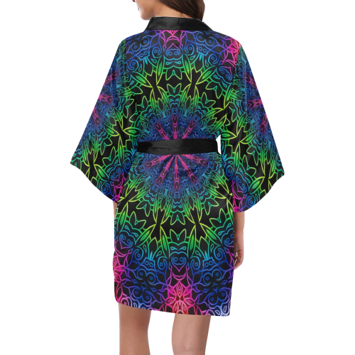 Rainbow Scratch Art Mandala Kaleidoscope Abstract Kimono Robe