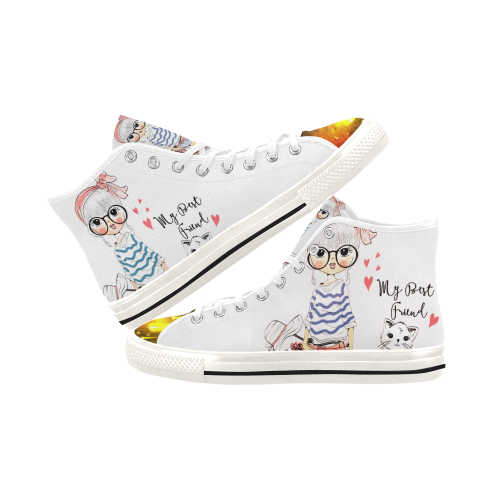 Little girl with cat Vancouver H Women's Canvas Shoes (1013-1)