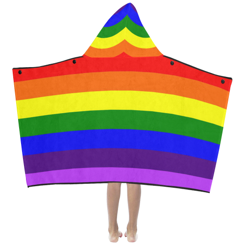Rainbow Flag (Gay Pride - LGBTQIA+) Kids' Hooded Bath Towels