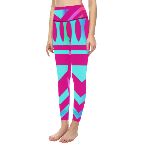 Rainbow Multicolored Ethnic Abstract Design 4 Women's All Over Print High-Waisted Leggings (Model L36)