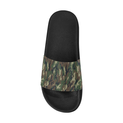 Woodland Forest Green Camouflage Women's Slide Sandals (Model 057)