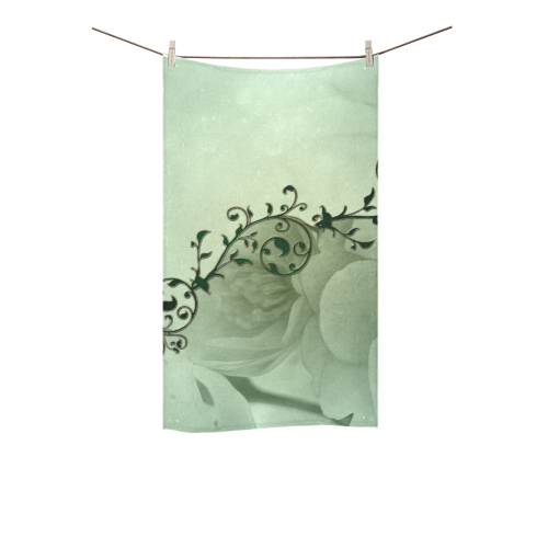 Wonderful flowers, soft green colors Custom Towel 16"x28"