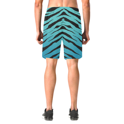 Blue Tiger Stripe Shorts Men's All Over Print Elastic Beach Shorts (Model L20)