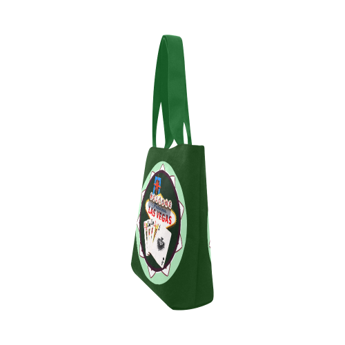 LasVegasIcons Poker Chip - Poker Hand / Green Canvas Tote Bag (Model 1657)