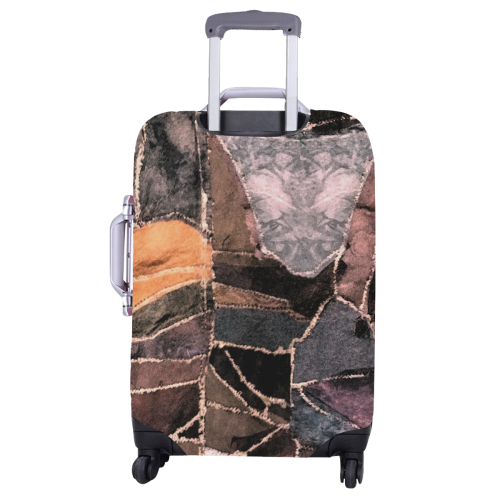 brown leather patchwork print design Luggage Cover/Large 26"-28"