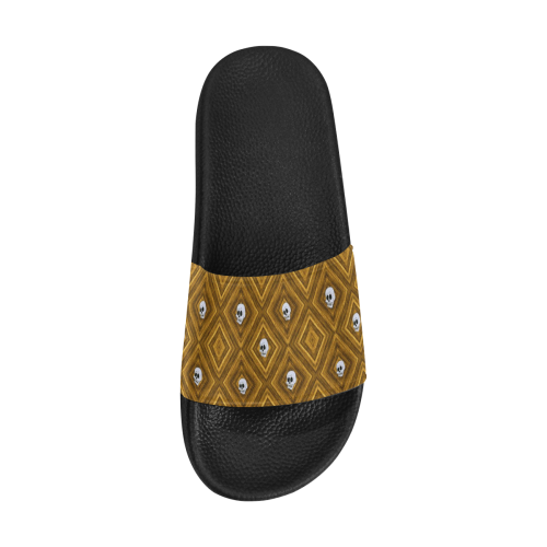 Funny little Skull pattern, golden by JamColors Women's Slide Sandals (Model 057)