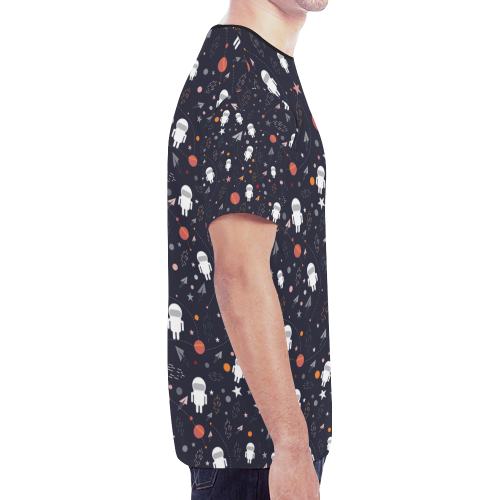 cartoon astronaut pattern New All Over Print T-shirt for Men/Large Size (Model T45)