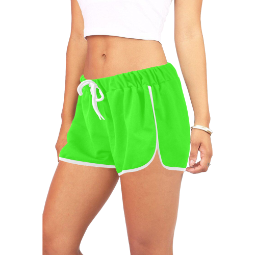 color neon green Women's All Over Print Relaxed Shorts (Model L19)