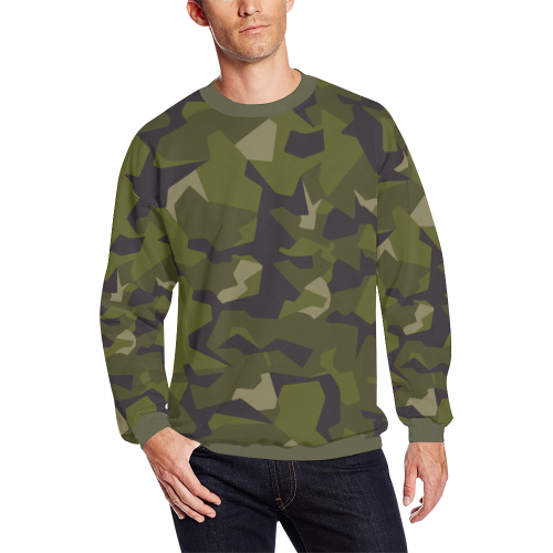 Swedish M90 woodland camouflage Men's Oversized Fleece Crew Sweatshirt (Model H18)