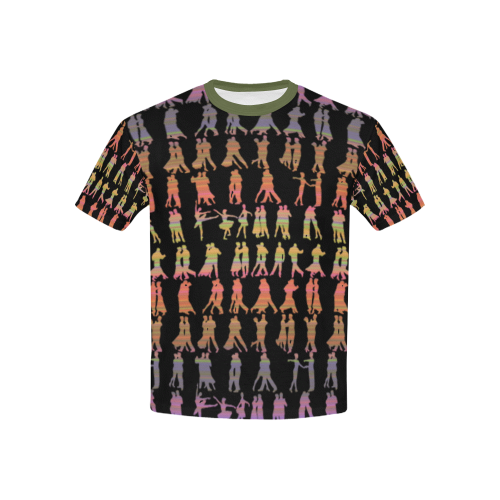 Dancers Kids' All Over Print T-Shirt with Solid Color Neck (Model T40)