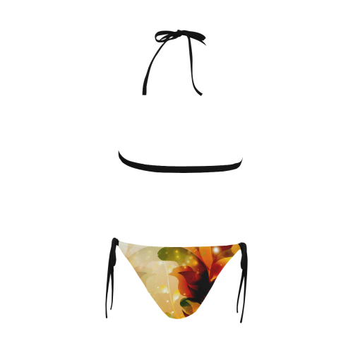 Awesome abstract flowers Buckle Front Halter Bikini Swimsuit (Model S08)
