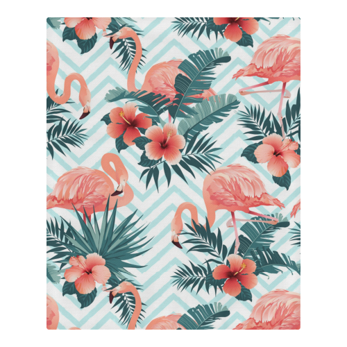 Beautiful Flamingo Birds and Tropical Flowerss 3-Piece Bedding Set