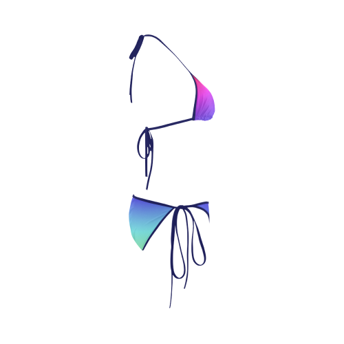 rainbow gradient ombre colorful pink purple blue Custom Bikini Swimsuit