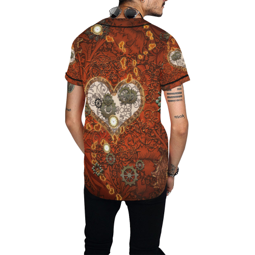 Steampunk, wonderful hearts All Over Print Baseball Jersey for Men (Model T50)