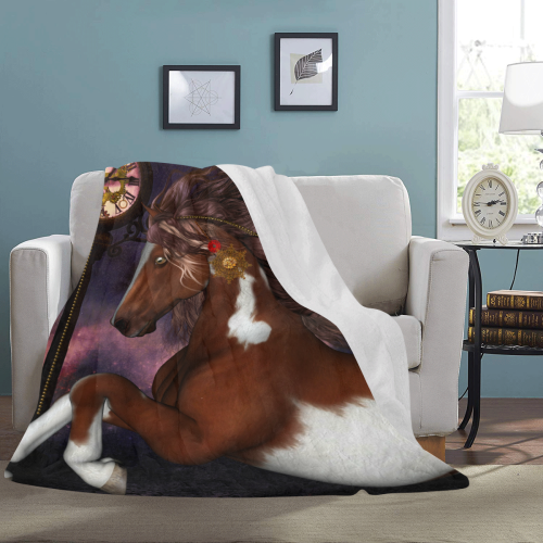 Awesome steampunk horse with clocks gears Ultra-Soft Micro Fleece Blanket 60"x80"