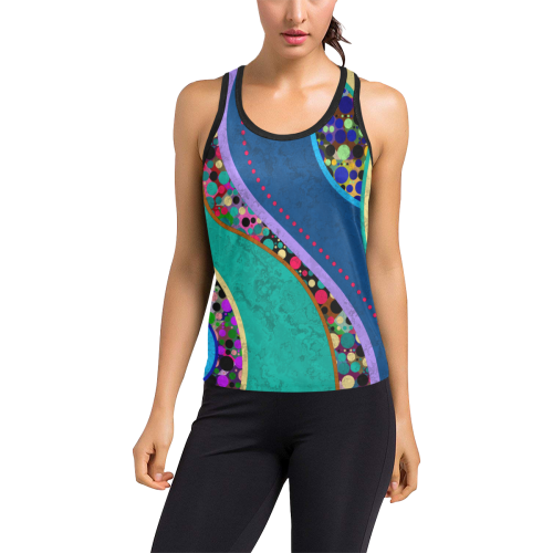 Abstract Pattern Mix - Dots And Colors 1 Women's Racerback Tank Top (Model T60)