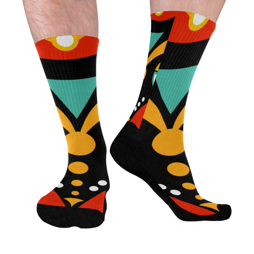 african traditional Mid-Calf Socks (Black Sole)