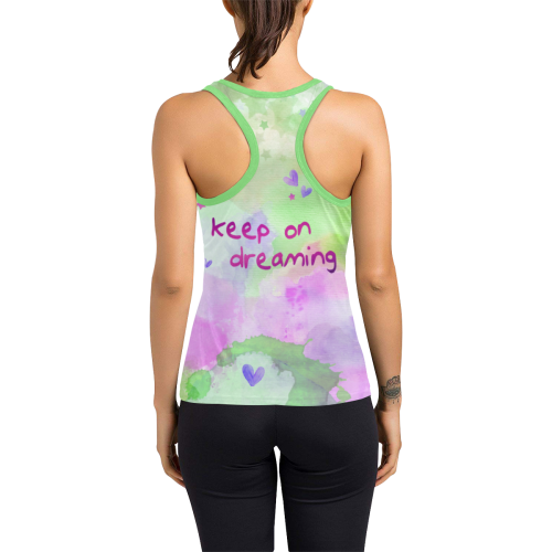 KEEP ON DREAMING - lilac and green Women's Racerback Tank Top (Model T60)