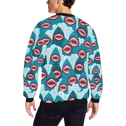 Angry Sharks All Over Print Crewneck Sweatshirt for Men/Large (Model H18)