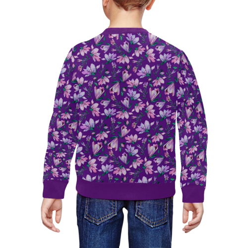 Purple Spring All Over Print Crewneck Sweatshirt for Kids (Model H29)