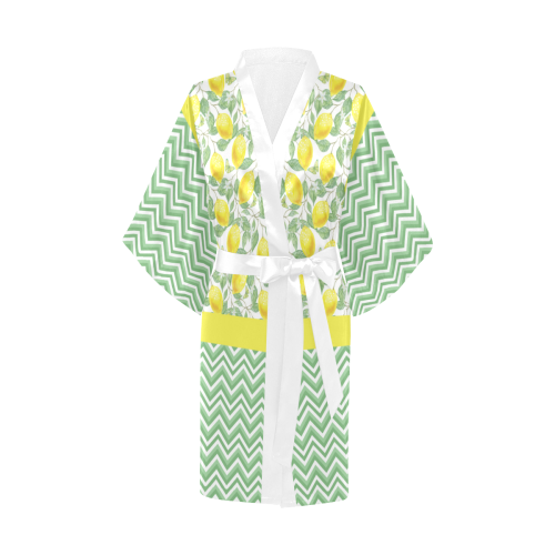 Lemons With Chevron 2 Kimono Robe