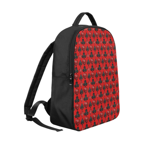 Las Vegas Black and Red Casino Poker Card Shapes on Red Popular Fabric Backpack (Model 1683)