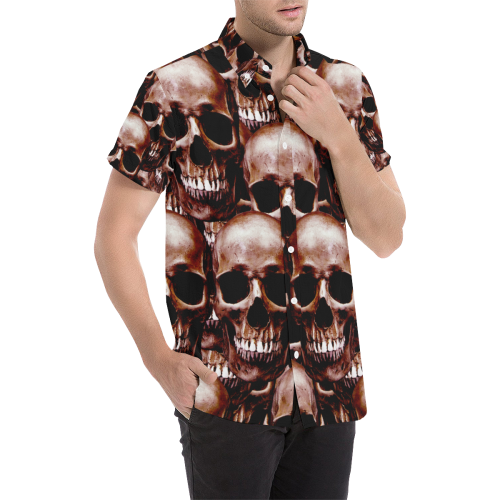 Lg Skull wall Men's All Over Print Short Sleeve Shirt (Model T53)