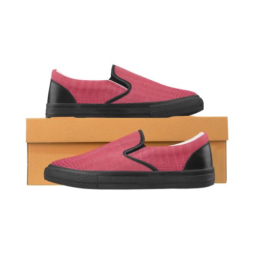 Red Snake Skin Women's Unusual Slip-on Canvas Shoes (Model 019)
