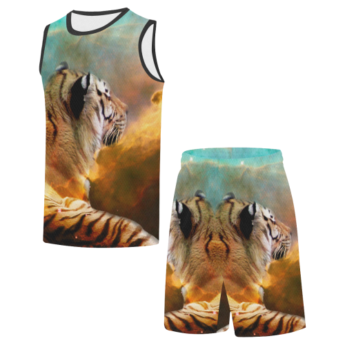 Tiger and Nebula All Over Print Basketball Uniform