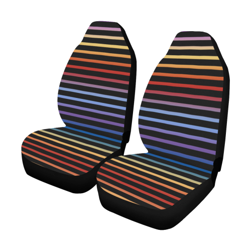Narrow Flat Stripes Pattern Colored Car Seat Covers (Set of 2)