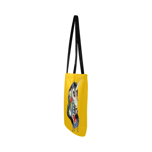 Spring Flower Unicorn Skull Yellow Reusable Shopping Bag Model 1660 (Two sides)