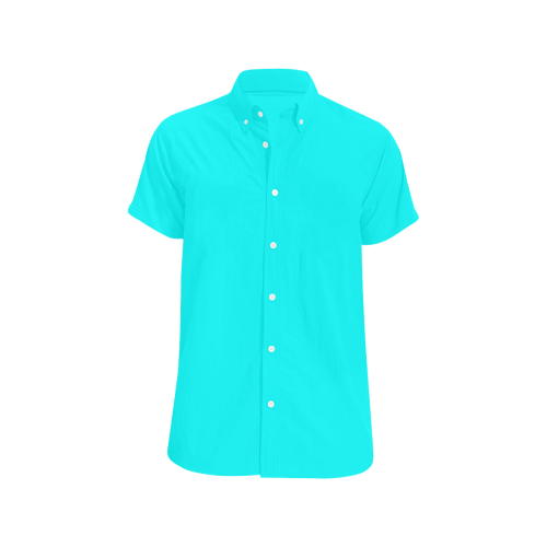 color aqua / cyan Men's All Over Print Short Sleeve Shirt (Model T53)