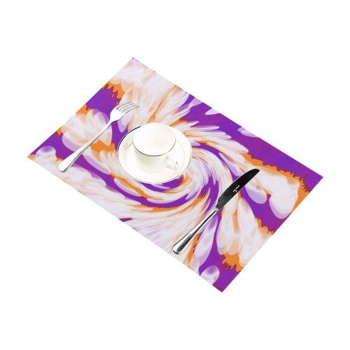 Purple Orange Tie Dye Swirl Abstract Placemat 12’’ x 18’’ (Set of 4)