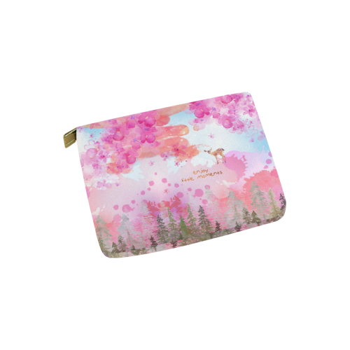 Little Deer in the Magic Pink Forest Carry-All Pouch 6''x5''