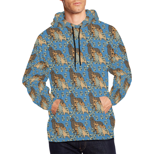 Newfoundland Dog Floral big and tall hoodie All Over Print Hoodie for Men/Large Size (USA Size) (Model H13)