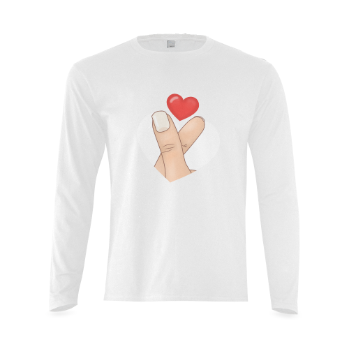 Finger Heart / White Sunny Men's T-shirt (long-sleeve) (Model T08)