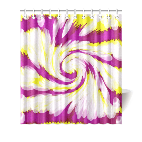 Pink Yellow Tie Dye Swirl Abstract Shower Curtain 66"x72"