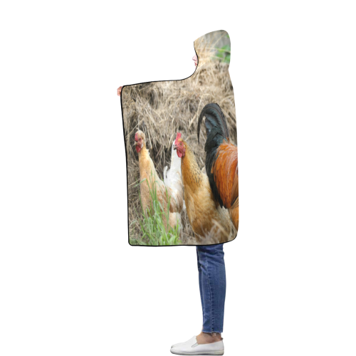 Farmside Roosters Flannel Hooded Blanket 40''x50''