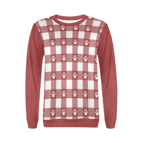 Plaid and paws All Over Print Crewneck Sweatshirt for Women (Model H18)