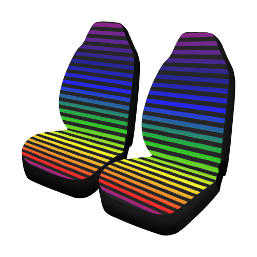 Rainbow Striped Pattern Car Seat Covers (Set of 2)