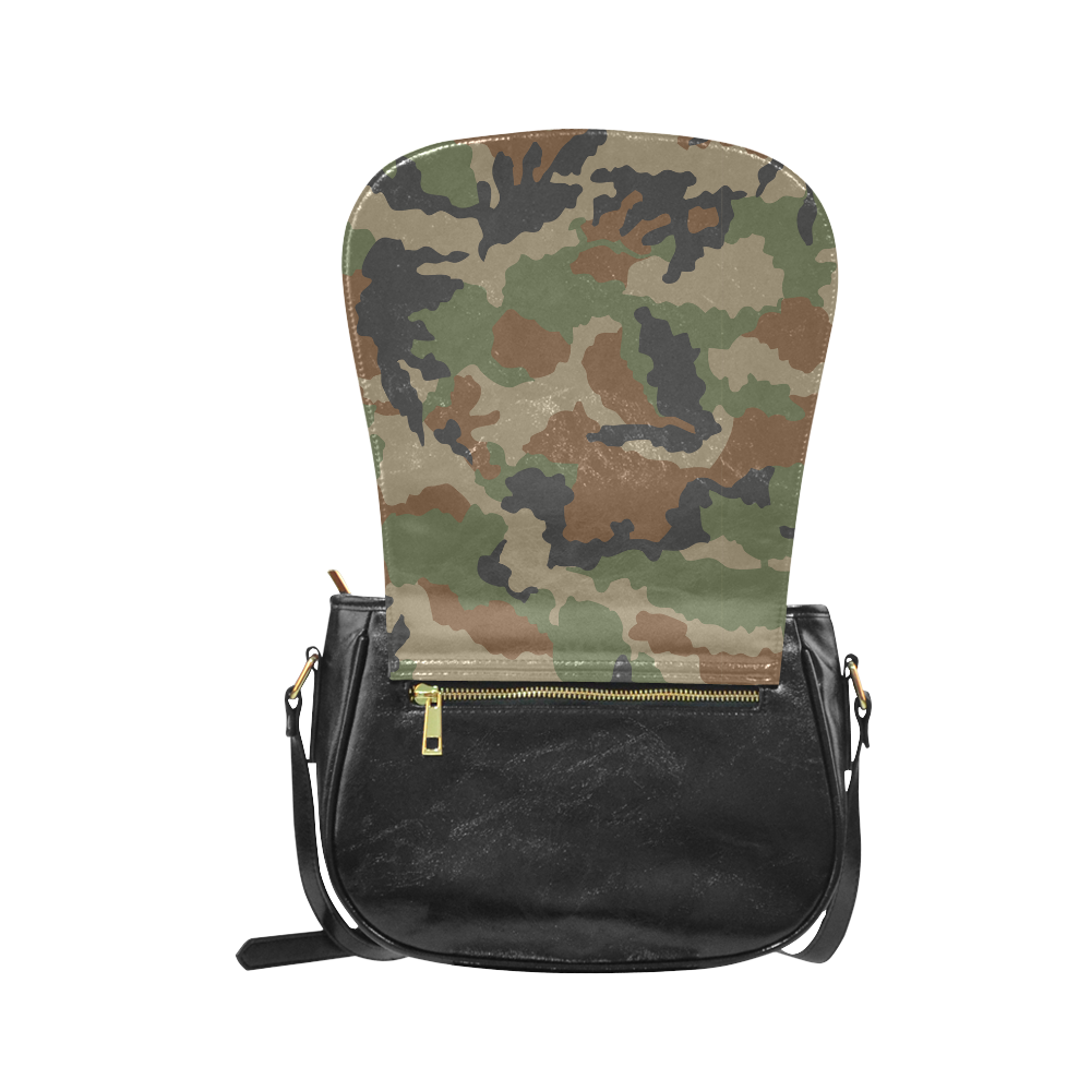 woodland camouflage pattern Classic Saddle Bag/Small (Model 1648) ID