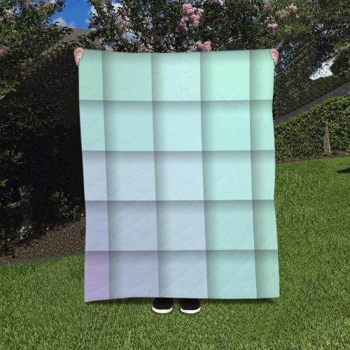 Glass Mosaic Mint Green and Violet Pattern Quilt 40"x50"