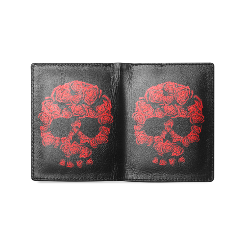 Skull Rose Men's Leather Wallet (Model 1612)
