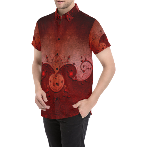 Soft decorative floral design Men's All Over Print Short Sleeve Shirt/Large Size (Model T53)