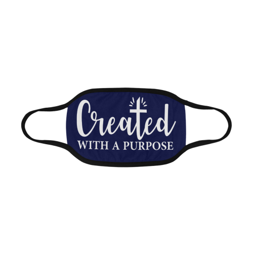 Created with a purpose white on navy Mouth Mask