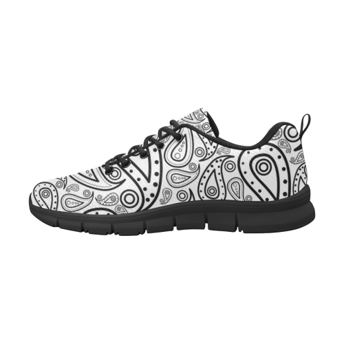 black and white paisley Women's Breathable Running Shoes (Model 055)